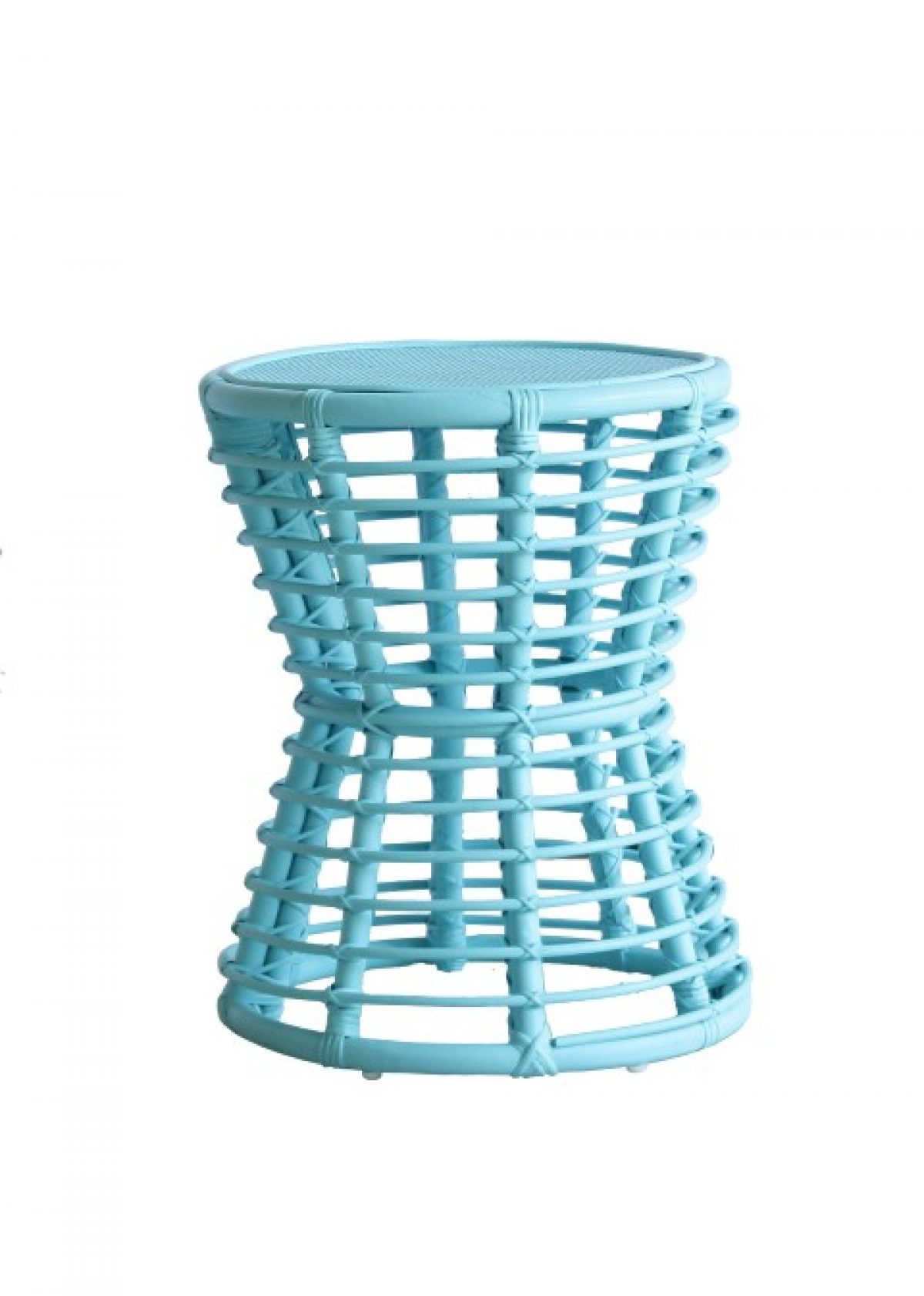 blue wicker stool